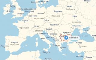 Harta detaliată a Bulgariei originale cu orașe în limba rusă